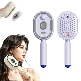 Electric Spray Air Cushion Massage Comb, 3-in-1 Electric Mist Spray Hair Brush, Self-Cleaning Anti-Tangle, Anti-Static for Frizzy Hair Scalp Care