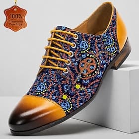 Men's Fashion Statement Party  Evening Leather Italian Full-Grain Cowhide Slip Resistant Lace-up Yellow Summer Spring Fall