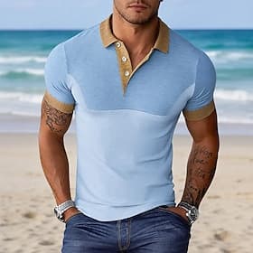 Homme Chemise en lin Polo Occasionnel Vacances Classique Manche Courte Vacances Loisir Uni Texturé Poids Léger Boutons Été Printemps Bleu Marron Vert Gris Chem