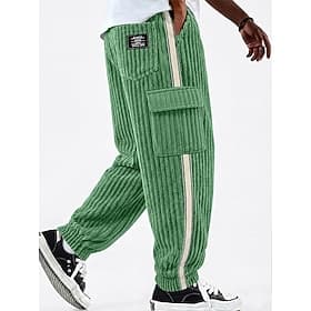 Men's Cargo Pants Trousers Corduroy Pants Shorts Casual Pants Drawstring Multi Pocket Solid Color Comfort Full Length Casual Daily Outdoor Fashion Classic Styl