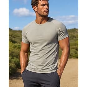 Homme Couleur Unie T-shirt de course T-shirt de compression T-shirt athlétique Haut de sport Été Printemps Manche Courte Séchage Rapide Léger Évacuation de l'H