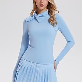 Femmes Couleur Unie T-shirt de sport T-shirt POLO Chemise de tennis T-shirt de tennis manche longue Croisé Léger Élastique Évacuation de l'Humidité Respirant T