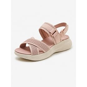Sandales roses confortables pour femmes avec soutien de la voûte plantaire – sandales de marche avec tige en maille respirante à brides croisées, semelle intér