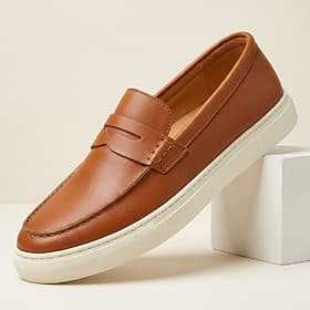 Men's Vintage Casual Daily PU Leather Comfortable Breathable Slip-on White Brown / Blue Black Summer Spring