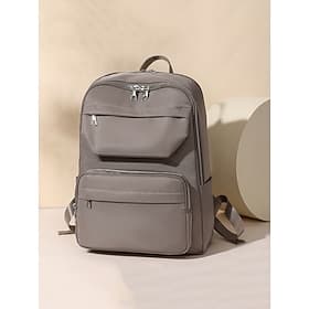Women's Beige College Backpack, Stylish Lightweight Campus Bookbag for University Students, Multi-Pocket Laptop Backpack for Classes, Travel, and Daily Use