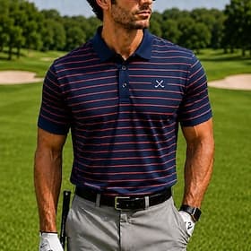 Homme Golf Ligne Polos de Sport Manche Courte Polos Chemises à Col Occasionnel Athleisure Impression 3D Boutons Maille Respirante Été Printemps Bleu Rouge bleu