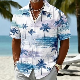 Homme Cocotier Plantes Tropicales Chemise hawaïenne Chemises tropicales Chemise Aloha Manche Courte Hawaïen Quotidien Vacances à la Plage Été Printemps Col Rab thumbnail 5