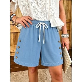 Femmes Jeans Denim Chinos Shorts Mode Longueur mollet Taille haute Classique Confort Élastique Vacances Formel Bleu Noir Vert Kaki Été Printemps Coupe régulièr thumbnail 3