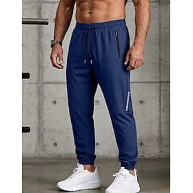 Men's Joggers Trousers Casual Pants Quick-dry Pants Cooling Pants Drawstring Zipper Pocket Elastic Cuff Plain Lightweight Breathable Full Length Casual Daily R