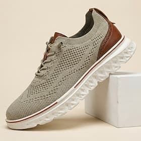 Homme ancien Occasionnel Quotidien Tricoté Cuir PU Confortable Respirant À lacets Kaki Noir Bleu Été Printemps Toutes saisons