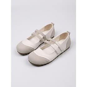 Women's Comfortable Round Toe Mary Jane Flats - Suede Patchwork Walking Shoes with Double Straps for Casual Daily Wear  Office Work