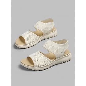 Sandales de sport beiges respirantes en maille Flyknit pour femmes, avec semelle intérieure rembourrée et soutien de la voûte plantaire Sandales d'été légères