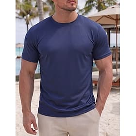 Men's T Shirt Short Sleeve Shirt Tee Top Short Sleeve Crew Neck Summer Spring Plain Streetwear Stylish Leisure Quick Dry Daily Outdoor Sports White Black Navy