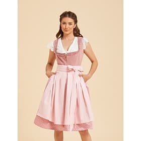 Oktoberfest Robe Dirndl Longueur midi avec poches Col carré Femme de ménage Bavarois Allemand Alpin Prairies Femmes Carnaval Fête de la Bière Tissu de style tr