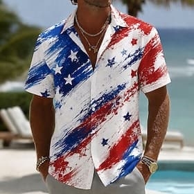 4 juillet 2026, 250e anniversaire Homme Drapeau Américain Chemise Chemise d'été Chemise Boutonnée Manche Courte Patriotique Extérieur Festival Été Printemps Co thumbnail 7