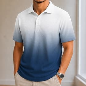 Homme A Ombre Bloc de Couleur Chemises Polo Gaufre Texturé Manche Courte Polos Chemises à Col Occasionnel Vêtement décontracté de travaile Tenue de soirée Tenu