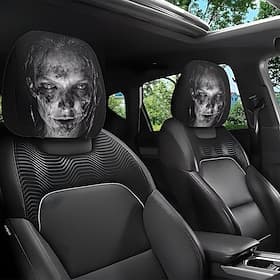 Lot de 2 ou 4 housses d'appuie-tête de siège auto à motif zombie horrifique, protections d'appuie-tête gothiques effrayantes, accessoires intérieurs de voiture
