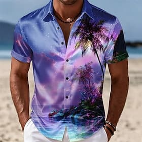 Homme Cocotier Plantes Tropicales Chemise en satin Chemises hawaïennes Chemise Aloha Manche Courte Hawaïen Quotidien Vacances Été Printemps Col Rabattu Chemise thumbnail 2