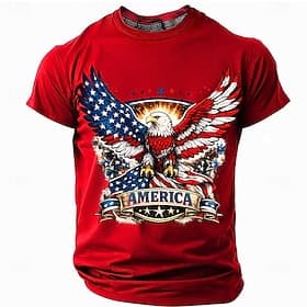 4 juillet 2026, 250e anniversaire Homme Aigle Drapeau américain T-shirt Manche Courte T-shirt Impression 3D Col ras du cou Chemise Patriotique Quotidien Festiv thumbnail 2