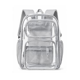 Clear School Backpack for Kids, Transparent PVC Bookbag for Elementary and Middle School Students, Multi-Pocket Backpack Fits Laptops, Tablets, and School Supp