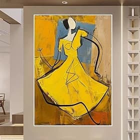 Mintura, peinture à l'huile sur toile, représentant une jeune fille, réalisée à la main. Décoration murale moderne et abstraite, idéale pour la maison ou l'hôt thumbnail 2