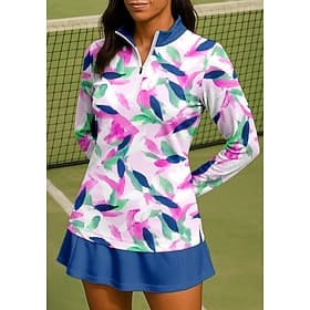 Women's Floral Sport Shirt Tennis Shirt Tennis Tee Tennis Top Long Sleeve Zipper Floral UPF50 UV Resistant High Elasticity Moisture Wicking Breathable Volleyba