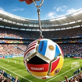 World Soccer Cup Stress Relief Keychain, Squeeze Fidget Ball with Click Button, Finger Press Toy for Hand Relaxation, Mini Football Stress Ball Keyring, Portab