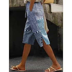Femmes Short en coton et lin Pantalon capri Leggings Pantacourt Vacances ancien style grand-mère côtier Longueur mollet Taille Moyenne Fleuri Graphique Abstrai thumbnail 2