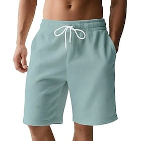 Homme Shorts Shorts d'été Shorts de plage Short décontracté Short en velours côtelé Cordon de serrage Avec Poches Taille Élastique Uni Confort Respirant Longue thumbnail 2