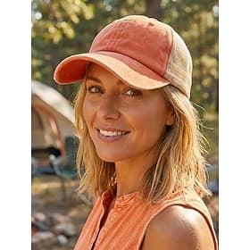 Women's Washed Cotton Mesh Trucker Cap, Adjustable Baseball Hat in Multiple Colors, Breathable Summer Casual Cap for Travel, Beach, Outdoor and Everyday Wear