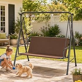 Swing Seat Cover Replacement 600D Waterproof Oxford Patio Swing Cushion Cover 2 3 Seat Garden Swing Bench Seat Cover for Outdoor Porch Yard Coffee (56.69''x17.