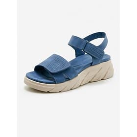 Women's Blue Comfort Arch Support Walking Sandals – Wedge Sandals with Adjustable Magic Tape, Soft Cushioned Footbed  Shock Absorption Platform Sole for Travel