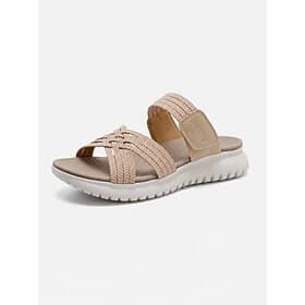 Women's Adjustable Comfort Slide Sandals – Elastic Cross Strap Open Toe Walking Sandals with Arch Support  Cushioned Sole for Beach Vacation, Travel, Shopping