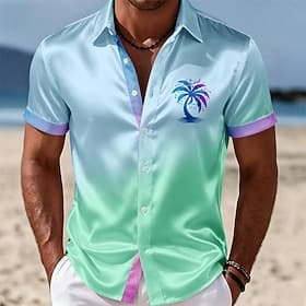 Homme Cocotier Plantes Tropicales Chemise en satin Chemises hawaïennes Chemise Aloha Manche Courte Hawaïen Quotidien Vacances Été Printemps Col Rabattu Chemise thumbnail 3