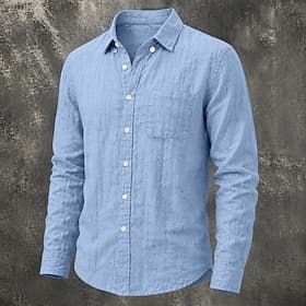Men Shirt Linen Shirt Summer Shirt Button Down Shirt Plain Casual Daily Wear Black White Light Green Pink Long Sleeve Turndown Spring  Summer Summer Clothing A