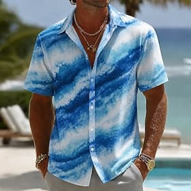 Homme Géométrique Art abstrait Chemise Chemise d'été Chemise Boutonnée Manche Courte Mode Décontractée Quotidien Extérieur Vacances à la Plage Été Printemps Co