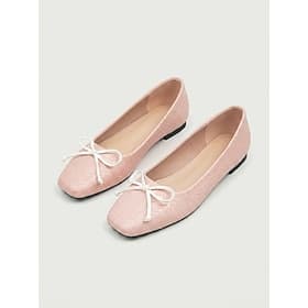 Femmes Quotidien Talon plat Bout carré Mode Faux Cuir Mocassin Jaune Rose Bleu