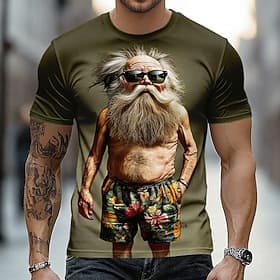 Men's Old Man T Shirt Short Sleeve T shirt 3D Print Crew Neck Shirt Funny Casual Daily Street Army Green Summer Spring Clothing Apparel S M L XL 2XL 3XL