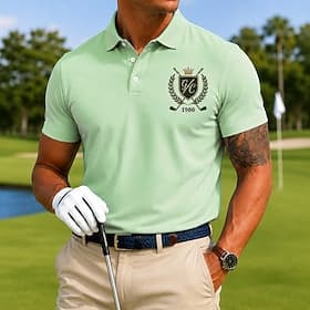 Men's Golf Sports Polo Shirts Short Sleeve Polo Shirts Collared Shirts Casual Athleisure 3D Print Buttons Breathable Mesh Summer Spring Blue White Purple
