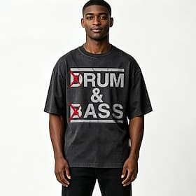 Men's Drum Bass Red X Music Festival 100 Cotton Acid Wash Heavyweight T-shirt Short Sleeve T shirt DTG Crew Neck Shirt Fashion Daily Holiday Spring Summer Clot