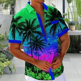 Men's Coconut Tree Tropical Plants Summer Hawaiian Shirt Tropical Shirts Aloha Shirt Short Sleeve Hawaiian Holiday Beach Vacation Wear Summer Turndown 3D Print thumbnail 2