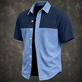 Hommes Chemise Chemise Décontractée Chemise en Jean Chemise 100% coton délavée à l'acide Chemise délavée à l'acide Noir Vert Kaki Gris Bleu clair Manche Courte