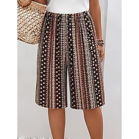 Femmes Chinos Shorts Vacances Style Ethnique Occasionnel Longueur Genou Taille moyenne Graphique Formes Géométriques Taille Élastique Imprimé Confort Non Elast thumbnail 2