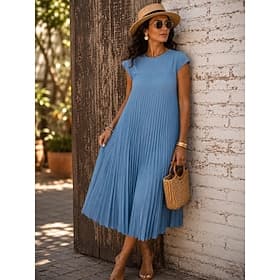 Femmes Robe maxi Robe fourreau Élégant ancien Quotidien Coupe Ample Uni Sans manches Col ras du cou Marron foncé Noir Jaune Bleu Ciel Printemps