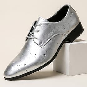 Homme Classique Mariage Cuir PU Confortable À lacets Argent Été Printemps Automne