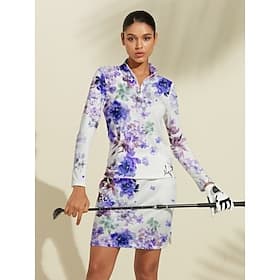 Femmes T-shirt POLO Violet manche longue Top Vêtements de golf pour femmes, tenues, vêtements thumbnail 2