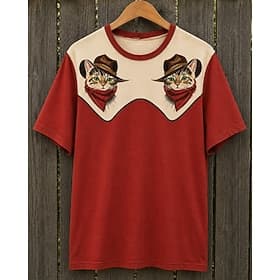 T-shirt western bohème pour femme, imprimé floral, graphique géométrique vintage, élégant et décontracté, manches courtes, col en V, col rond, haut long, style