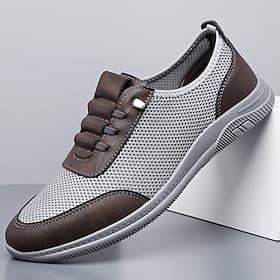 Men's Vintage Casual Daily PU Leather Mesh Comfortable Slip Resistant Flexible Lace-up Red Brown Black White Summer Spring Fall