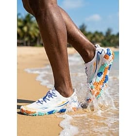 Men's Fashion Outdoor Casual Water Activities Fabric Mesh Lightweight Breathable Lace-up Black White Summer Spring