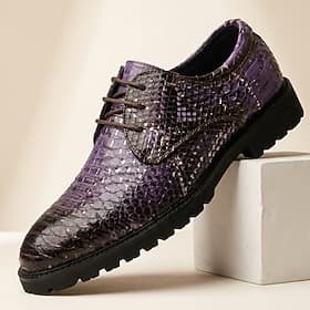 Men's Business Daily PU Leather Comfortable Breathable Lace-up Black Dark Purple Summer Spring Fall